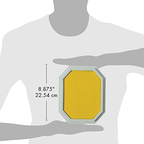 Size guide showing the yellow stamp pad held against a figure, 8.875 inches tall
