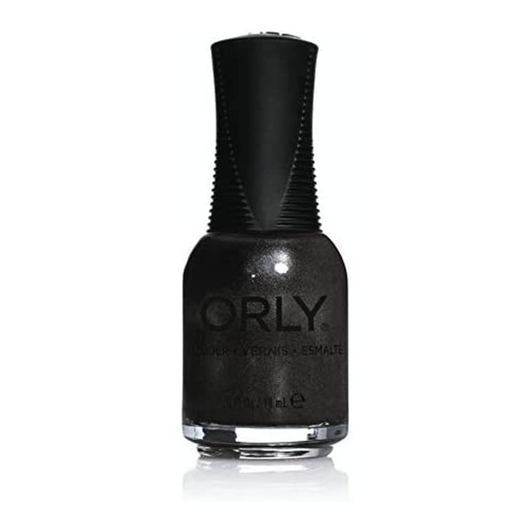 ORLY Seagurl nail polish bottle, deep charcoal black with fine shimmer, black ribbed cap