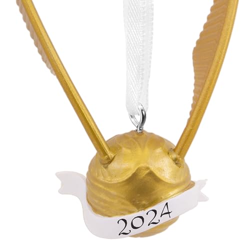 Close-up of the gold winged ball with a 2024 ribbon banner