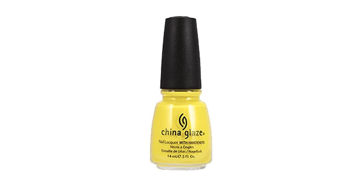 Bottle of bright lemon yellow creme nail lacquer