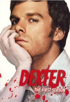 Dexter The First Season DVD cover with Michael C. Hall and red blood spatter