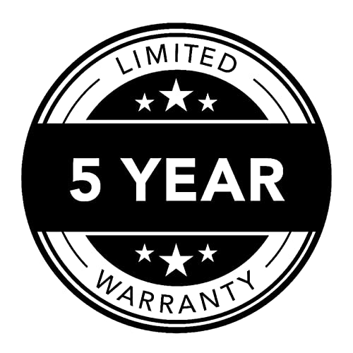 Black and white limited 5 year warranty badge