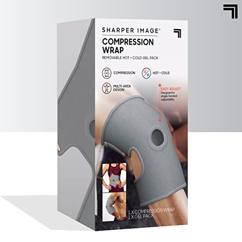 Compression wrap box standing upright with the wrap shown on a knee