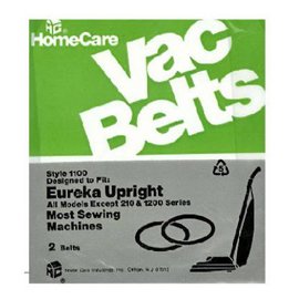 Green and white pack of two style 1100 vacuum belts for upright vacuums