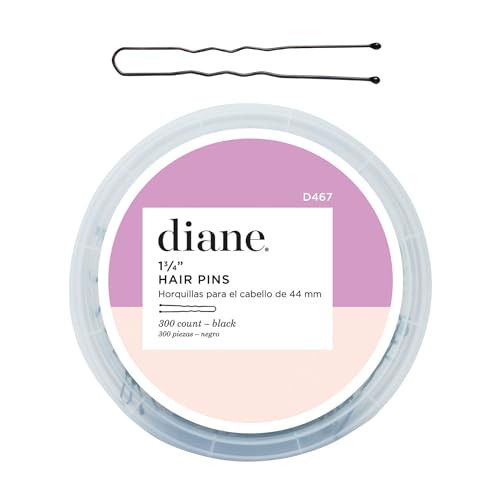 Round tub of 300 black 1-3/4 inch hair pins with one wavy pin shown above