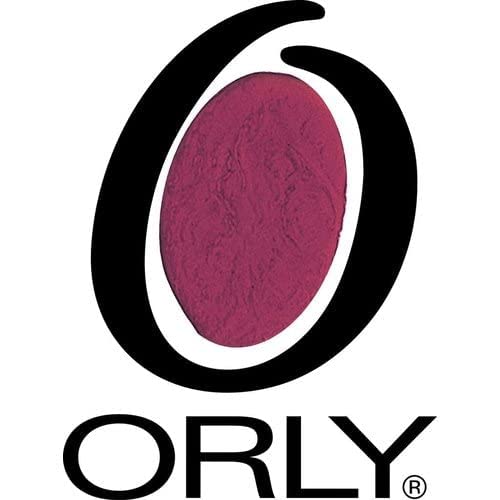 Orly emblem: a black O around a textured berry-red oval above the Orly name