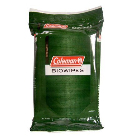 Green Coleman Biowipes pouch seen straight on, 8 x 11 inch wipes