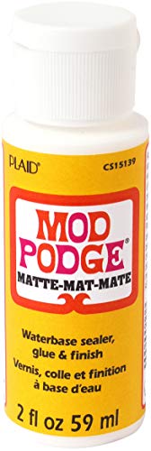 2 fl oz bottle of matte waterbase sealer, glue and finish with a white cap