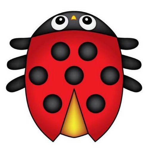 Red ladybug-shaped mini kite with black spots and cartoon eyes