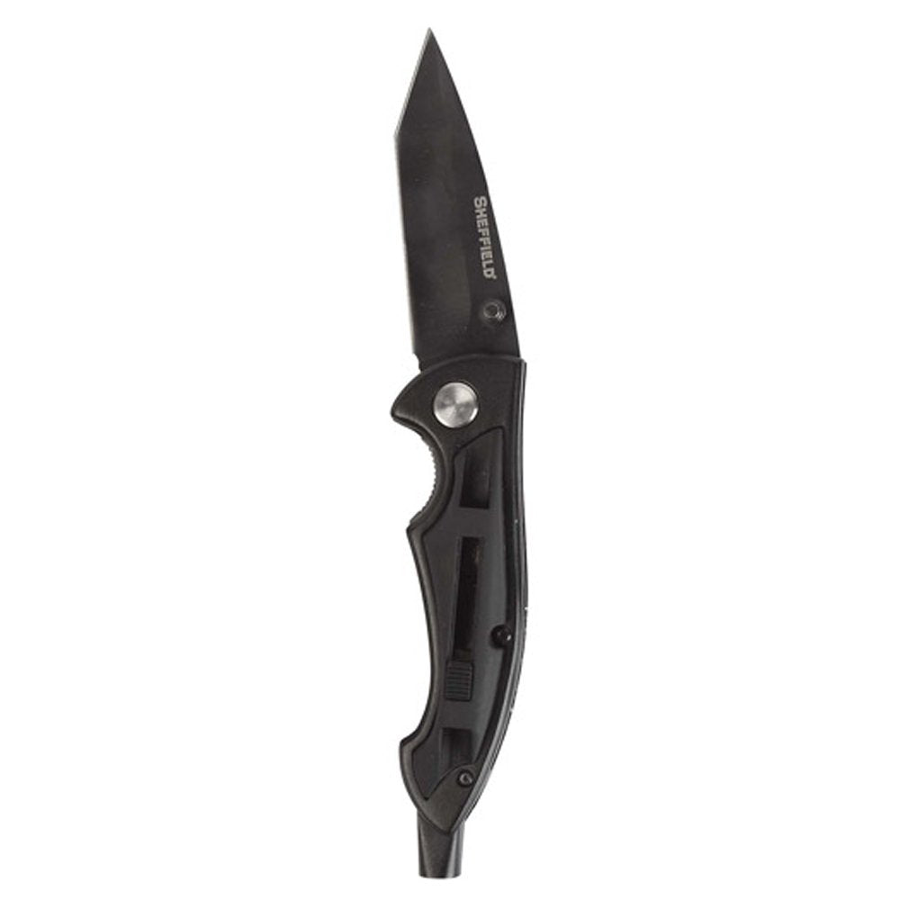 Sheffield black tanto blade folding knife with bit-holder handle