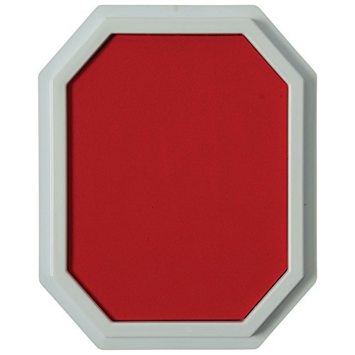 Large octagonal washable stamp pad with bright red ink in a grey frame
