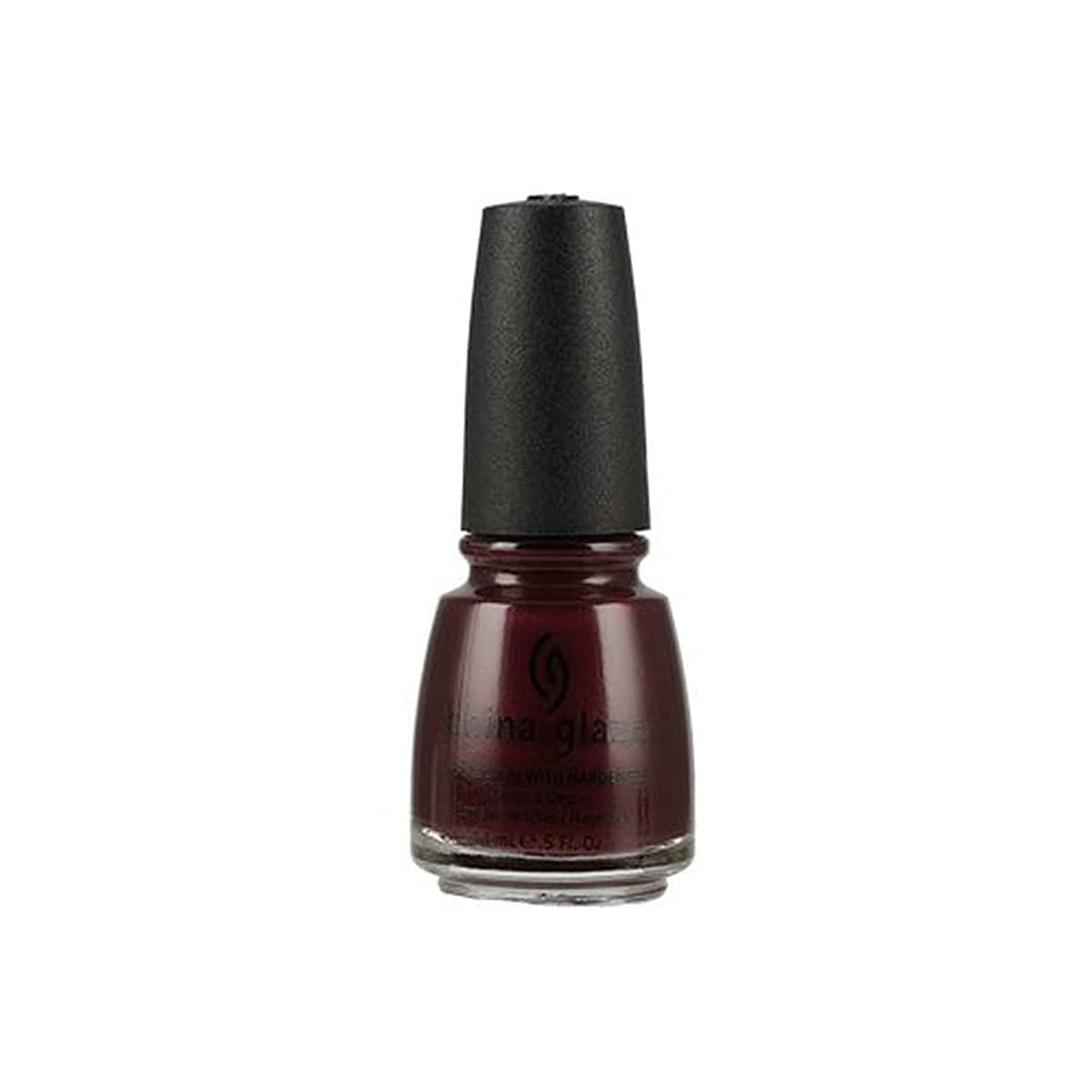Bottle of dark oxblood red nail lacquer with a black cap