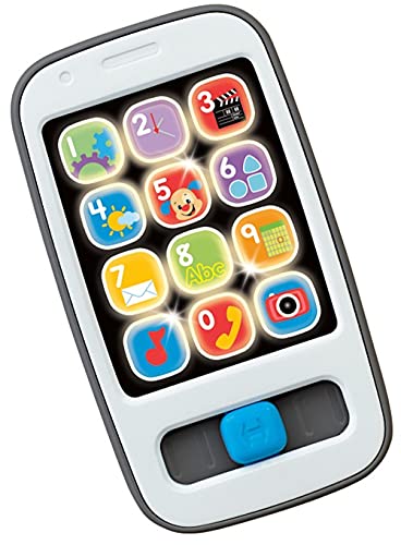 Grey and white toy smart phone with light-up number and picture buttons