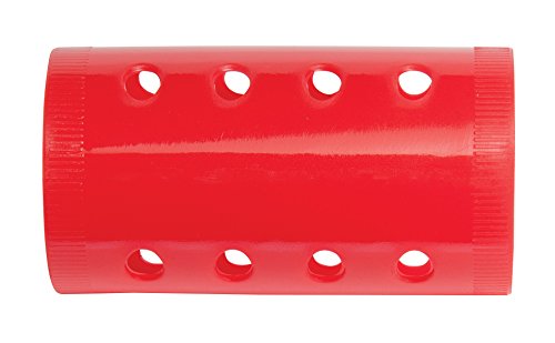 Single red plastic magnetic hair roller with two rows of round holes