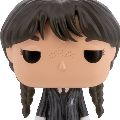 Close-up of the freckled braided girl ornament's face and striped blazer