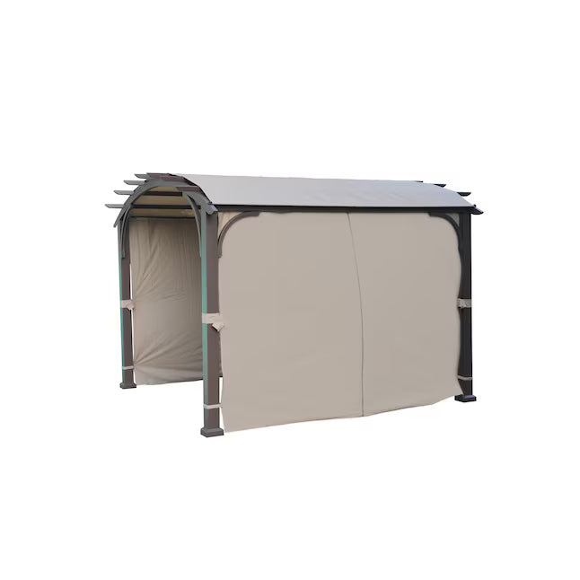 allen + roth 10-ft x 10-ft Dark brown frame and light brown fabric with Soft Top Roof (Screen Included)