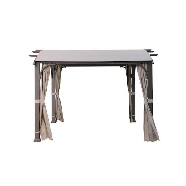 allen + roth 10-ft x 10-ft Dark brown frame and light brown fabric with Soft Top Roof (Screen Included)
