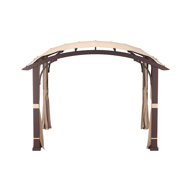allen + roth 10-ft x 10-ft Dark brown frame and light brown fabric with Soft Top Roof (Screen Included)