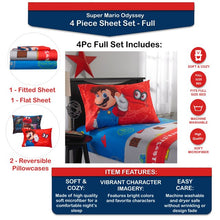 Load image into Gallery viewer, Super Mario Full Sheet Set, Gaming Bedding, Gray and Red, Nintendo
