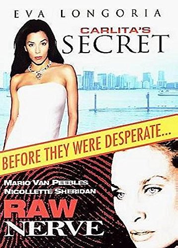 Double feature DVD cover: woman in a white dress over a skyline, and a close-up face