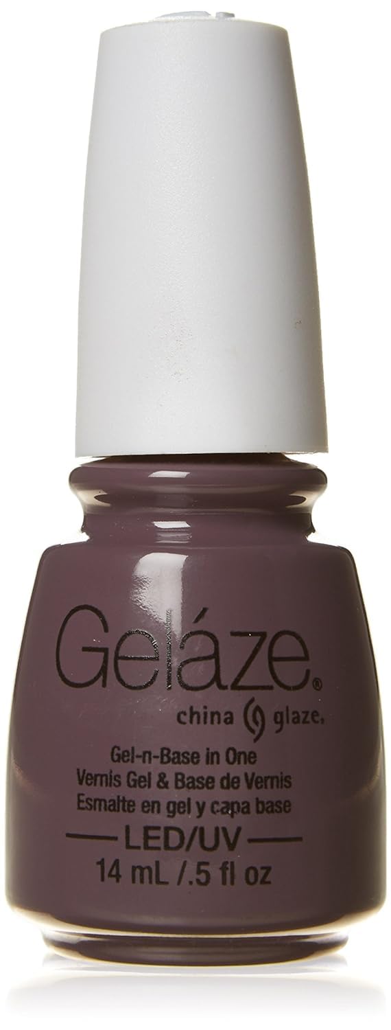 Bottle of dusky mauve grey gel polish with a white cap, 14 mL LED/UV