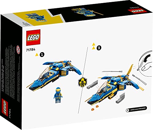 Back of the box showing the jet's basic build and its upgraded version with blades