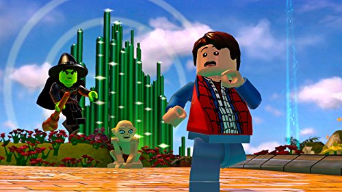 Game screenshot of a brick hero running past a witch and green towers
