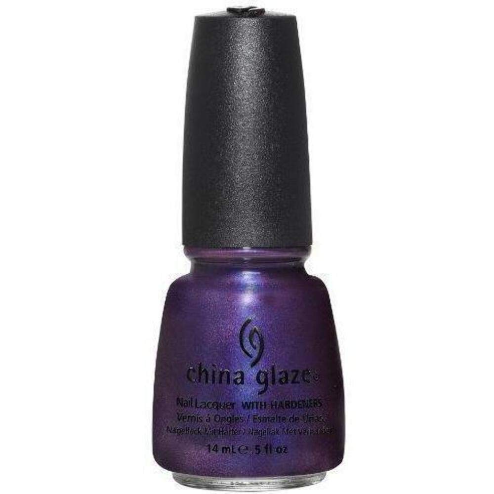 Bottle of metallic violet nail lacquer with a blue shimmer