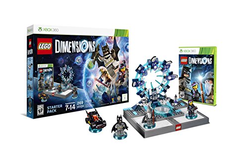 Starter pack contents: built portal base, three minifigures, a car and the game disc case