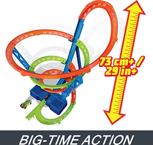 Spiral track set with a ruler showing it stands over 29 inches tall
