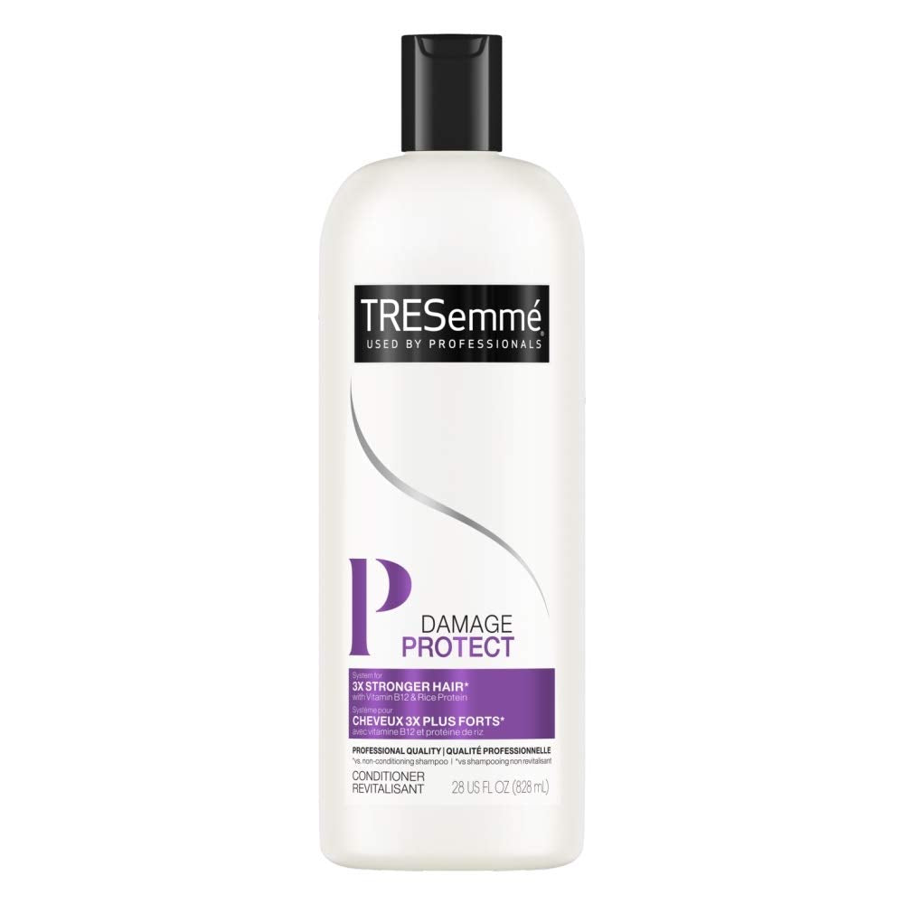 White 28 oz bottle of damage protect conditioner with a purple P label and black cap