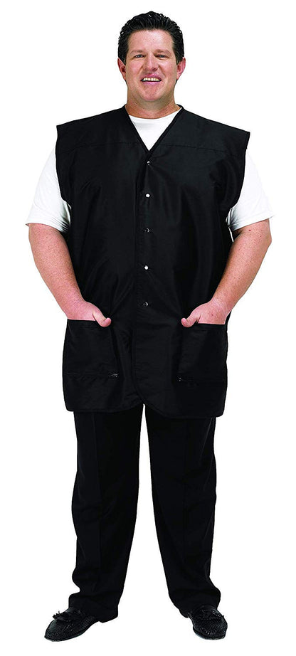 A Size Above Big & Tall Vented Mesh Back Barber Vest, Chocolate Brown / BLACK, STYLE 2218