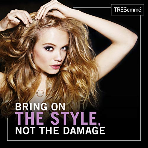 Woman with long wavy blonde hair and text: bring on the style, not the damage