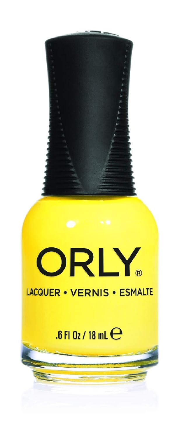 ORLY Lemonade nail polish bottle in sunny lemon yellow creme with black ribbed cap