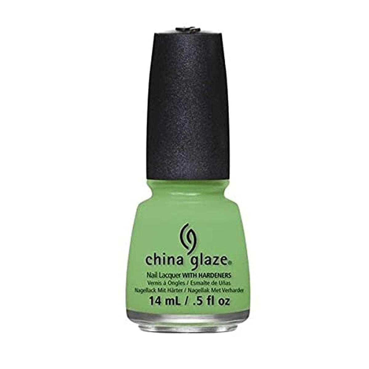 Bottle of soft green creme nail lacquer with a black cap
