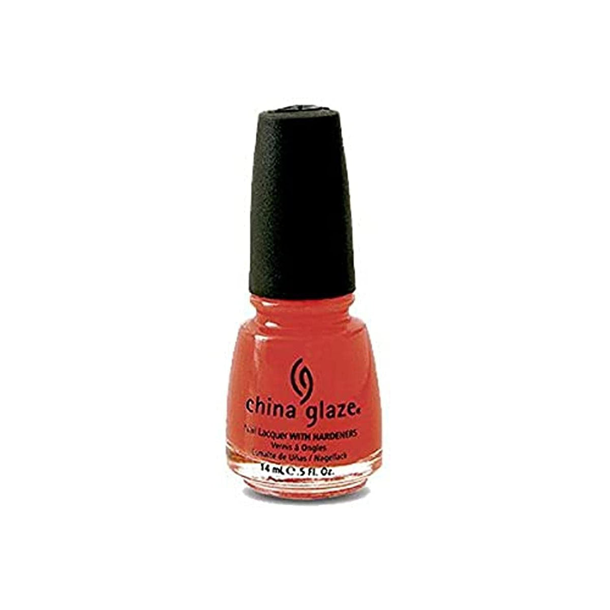 Bottle of coral red orange creme nail lacquer