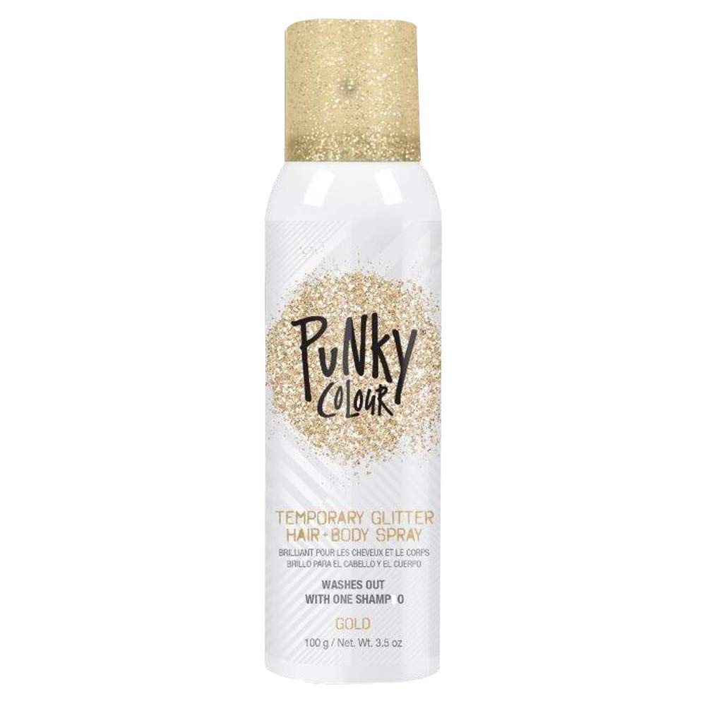 Punky Temporary Hair and Body Glitter Spray, Gold - Lightweight Shimmery Glow for Hair, Skin, and Clothes, Easy-to-Use Sparkly Glitter Hairspray, 3.5 oz