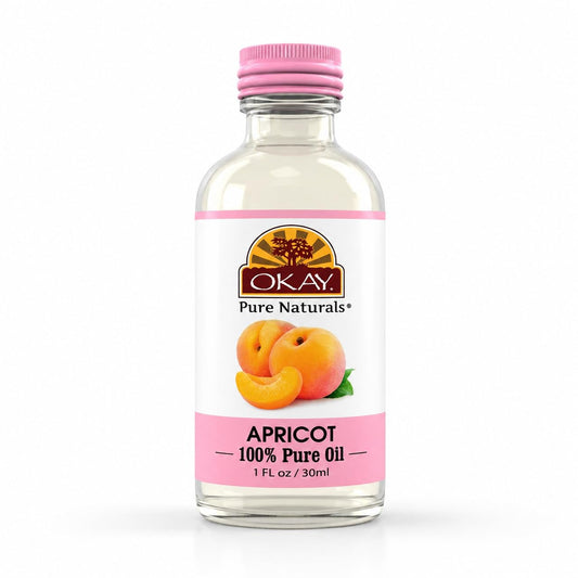 Okay 100% Pure Apricot Oil | For Hair and Skin | High in Vitamins A & C | Soothe and Heal | Free of Silicone & Paraben | 1 oz