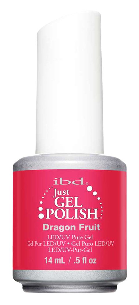 Bottle of hot pink LED/UV gel polish with a white cap, 14 ml