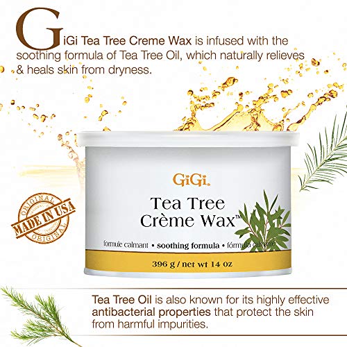 GiGi Tea Tree Creme Hair Removal Soft Wax with Soothing Formula, 14 oz