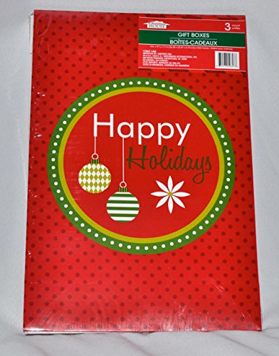 Red polka dot gift box pack with a Happy Holidays ornament circle