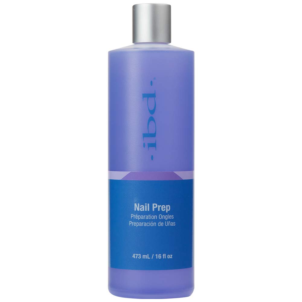 Purple 16 oz bottle of nail prep with a silver cap and blue label