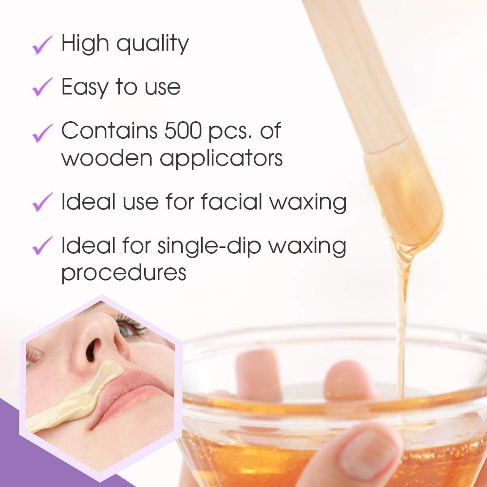 Wooden stick dripping honey-colored wax into a glass bowl, with upper lip waxing inset