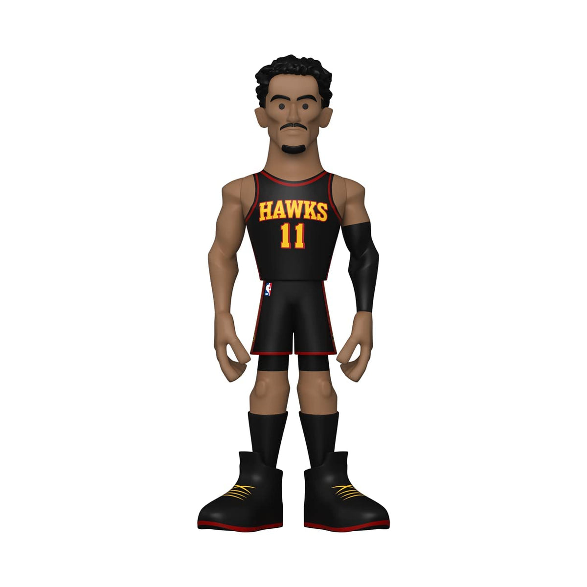 Trae Young vinyl figure in a black Hawks number 11 uniform and black sneakers