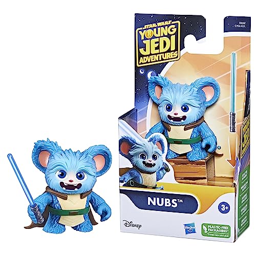 Loose blue creature figure beside its boxed version, ages 3+