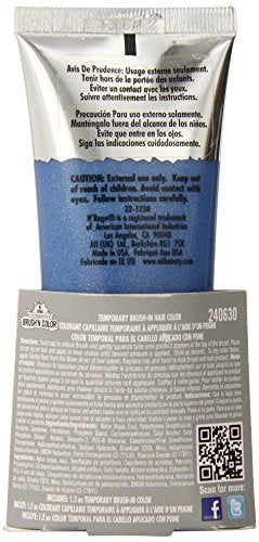 Back of the blue glitter hair colour tube with cautions and directions