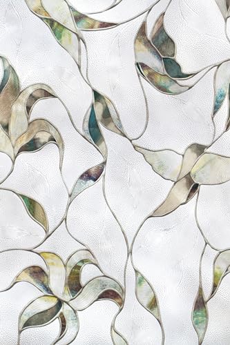 Close-up of the textured frosted film with leaded-glass style leaves
