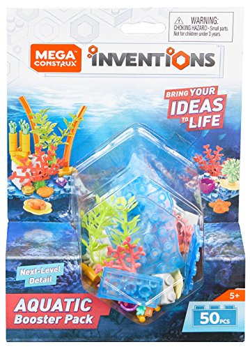 Front of the 50-piece aquatic building booster pack in a hexagon blister