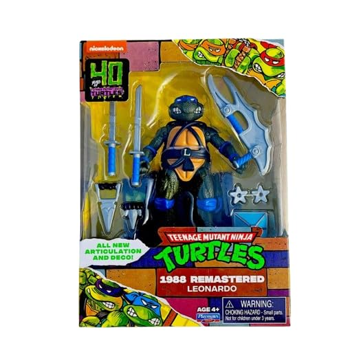 Boxed blue-masked turtle figure with swords and accessories