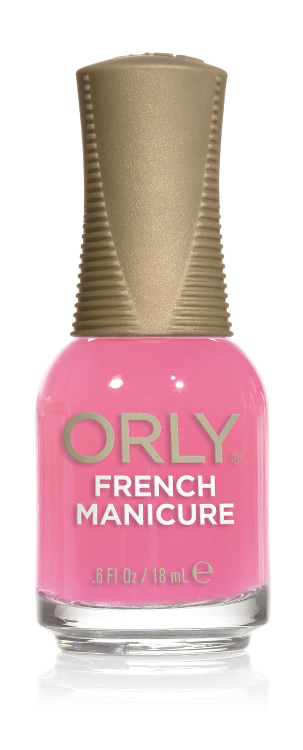 ORLY French Manicure Bare Rose bottle, bubblegum pink creme with gold ribbed cap